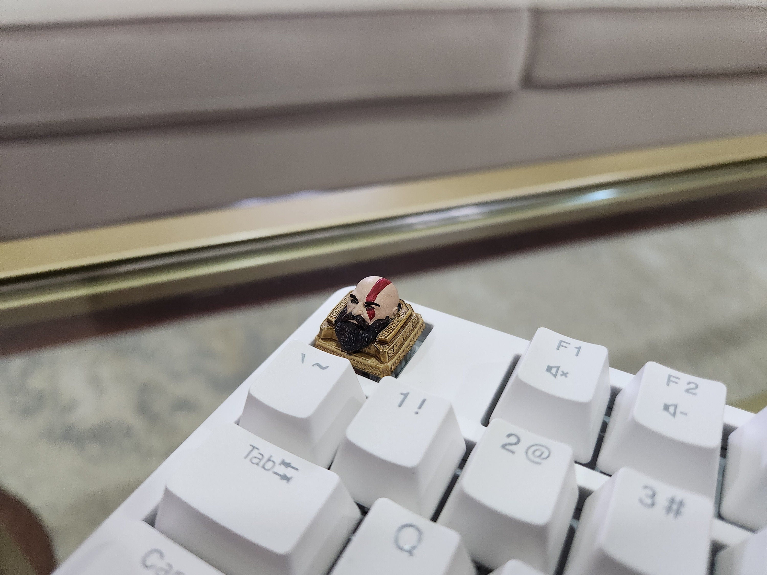 Video Game Kratos Keycap - Hand Painted Cute Keycap Designs, Cherry MX, Artisian Keycap