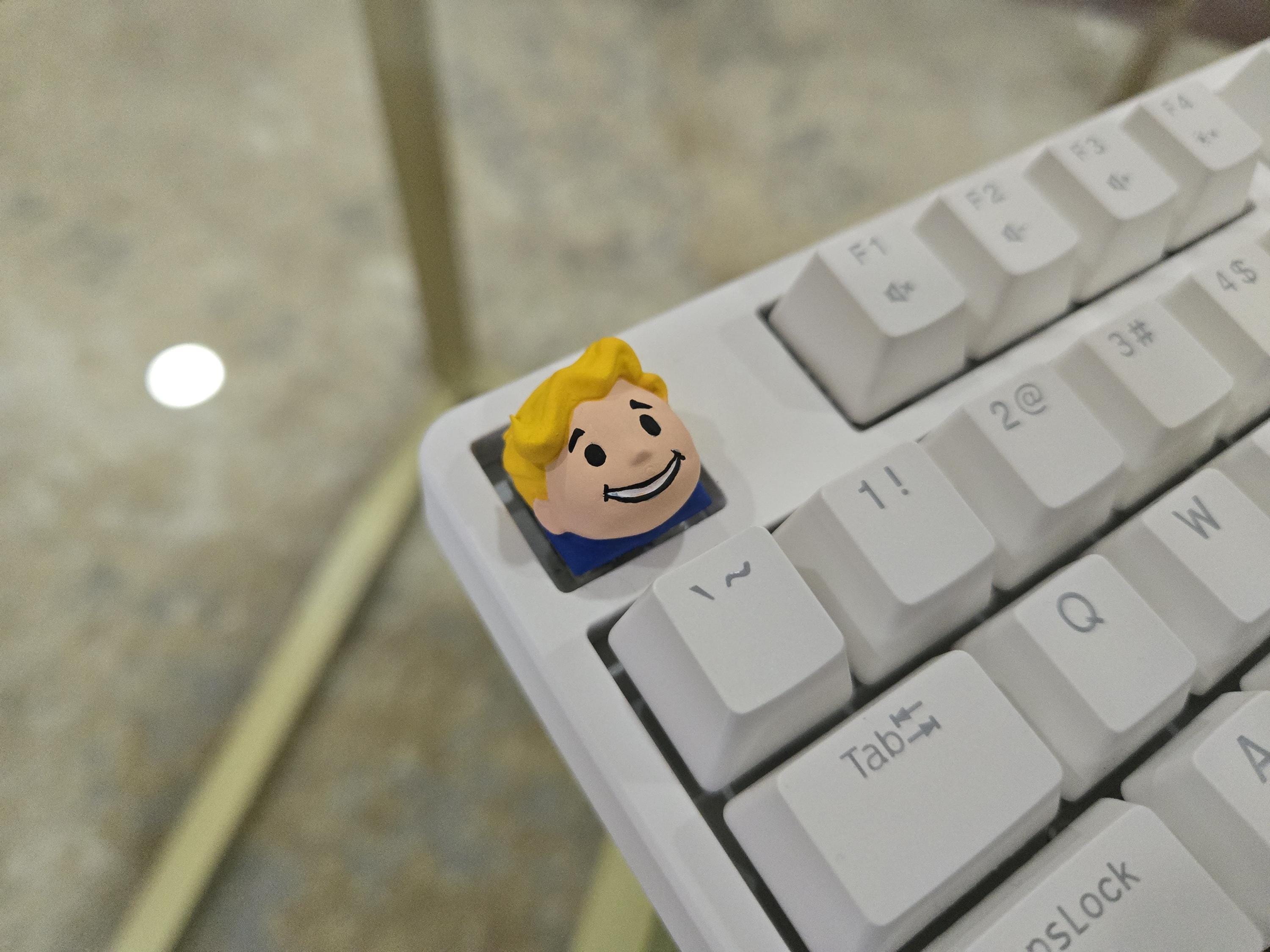 Video Game Vault Boy Keycap - Hand Painted, Cute Keycap Designs, Cherry MX